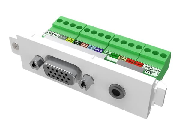 VISION TechConnect 3 VGA+3.5mm module - Modulkontaktplatta med insnäppsfästen - HD-15, minihörlurskontakt, stereo 3,5 mm
