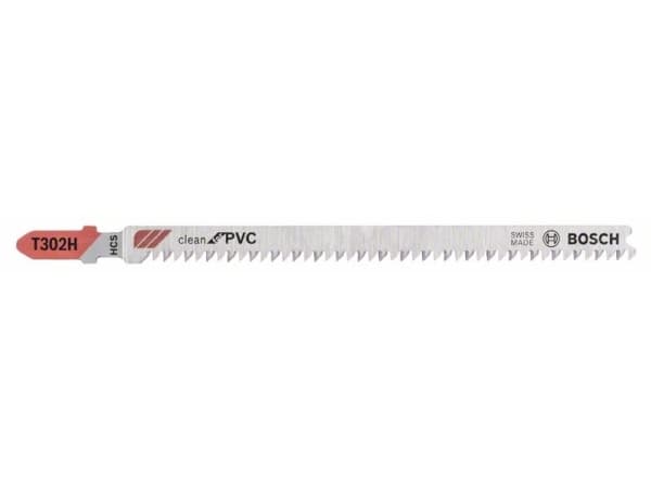 Bosch clean for PVC T 302 H - Sticksågblad - för polyvinylklorid (PVC), polystyren (PS), polyamid (PA) - 5 delar - T-skaft - längd: 132 mm