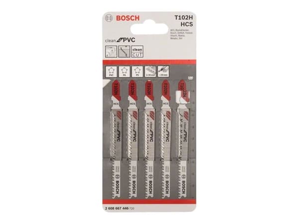Bosch clean for Wood T 102 H - Sticksågblad - för polyvinylklorid (PVC), polystyren (PS), polyamid (PA) - 5 delar - längd: 100 mm