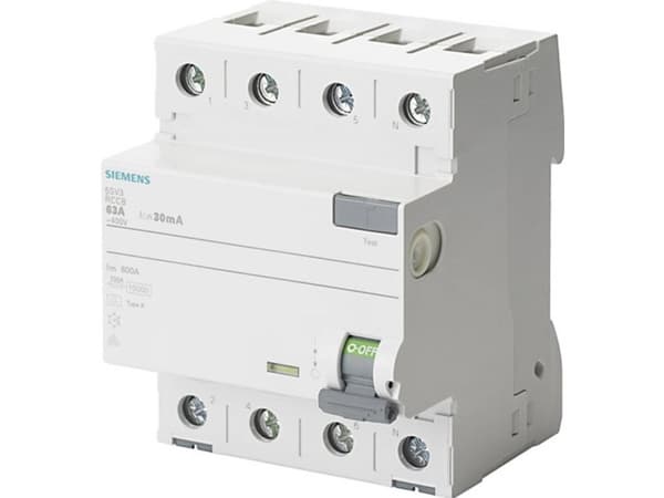 Siemens 5SV3647-6, Vikavirtasuoja, Tyyppi A, IP20