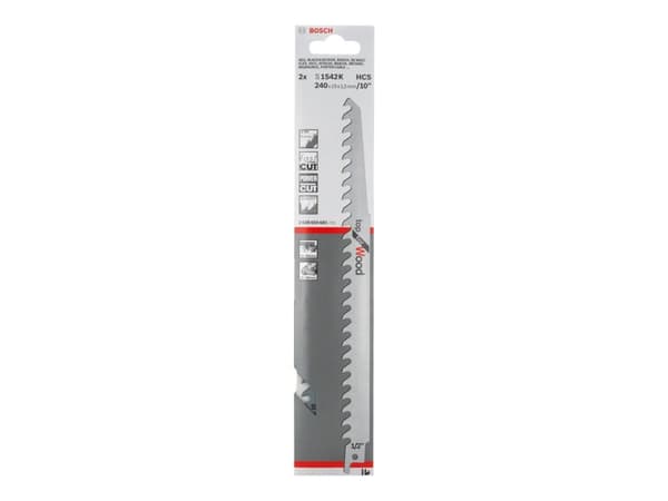 Bosch Top for Wood S 1542 K - Sagblad - for tre, ikke-slipende trematerialer - 2 deler - lengde: 240 mm - bredde: 19 mm