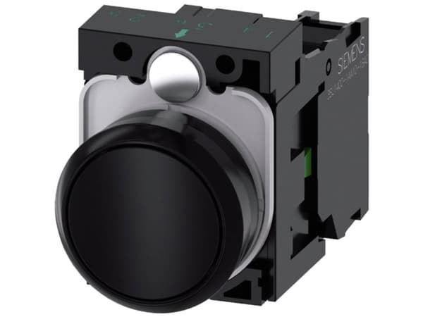 Siemens 3SU1100-0AB10-1BA0 Tryckknapp Frontring av plast, Kontrollvred platt Svart 1 st