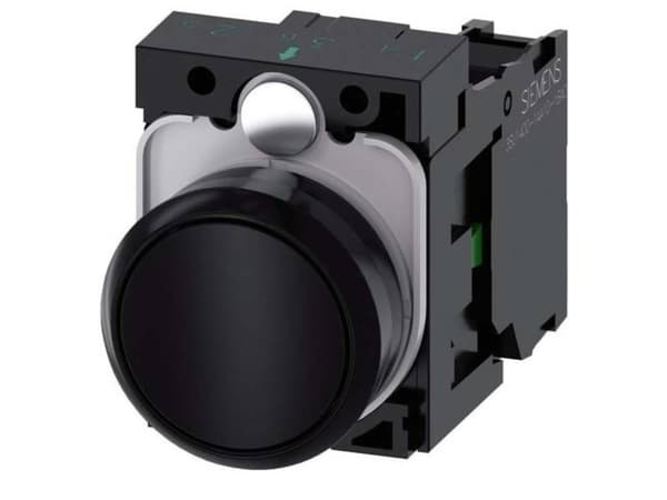 Siemens 3SU1100-0AB10-1BA0 Tryckknapp Frontring av plast, Kontrollvred platt Svart 1 st