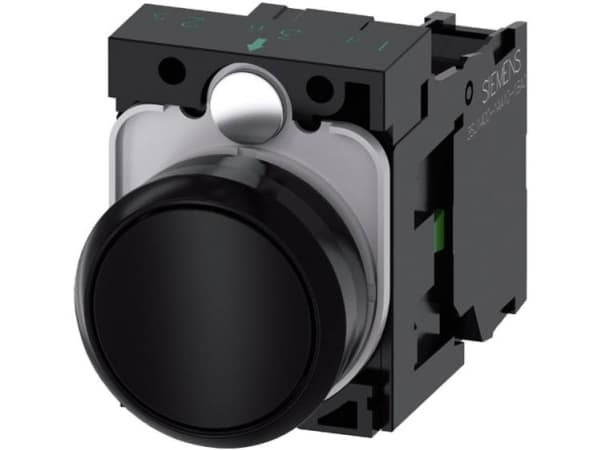 Siemens 3SU1100-0AB10-1BA0 Tryckknapp Frontring av plast, Kontrollvred platt Svart 1 st