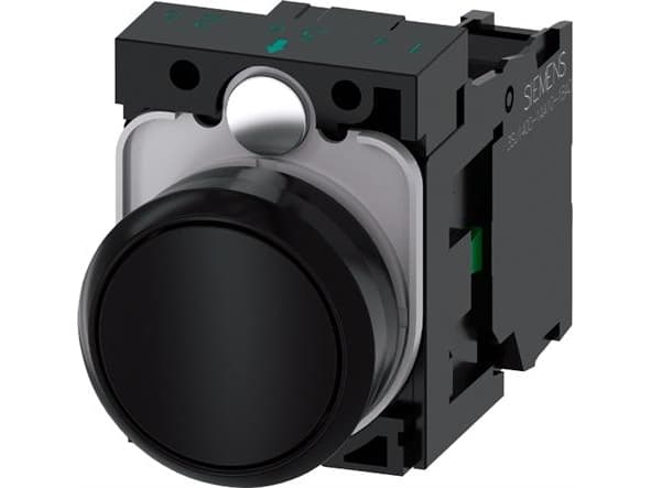 Siemens 3SU1100-0AB10-1BA0 Tryckknapp Frontring av plast, Kontrollvred platt Svart 1 st