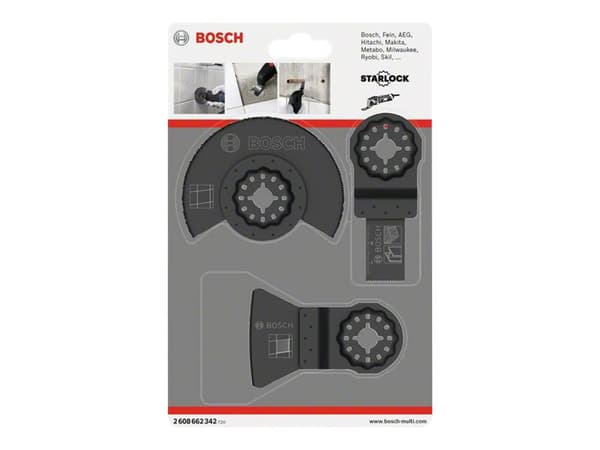 Bosch Basic - Tilbehørssett for multiverktøy - for tre, flis, fliseklebemiddel, morter, copper pipes, non-hardened metal - 3 deler - Starlock