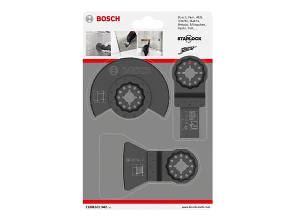 Bosch Basic - Tilbehørssett for multiverktøy - for tre, flis, fliseklebemiddel, morter, copper pipes, non-hardened metal - 3 deler - Starlock