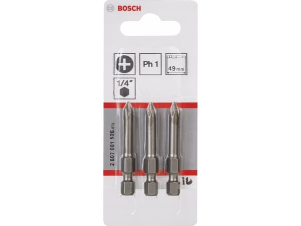 Bosch Accessories 2607001526 Krydskærv-bit PH 1 ekstra hård E 6.3 3 stk