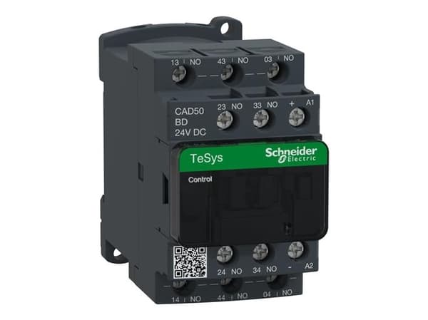 Schneider Electric TeSys D control relay, Musta, Valkoinen, 230 V, 50 - 60 Hz, 45 x 93 x 77 mm, -40 - 60 °C