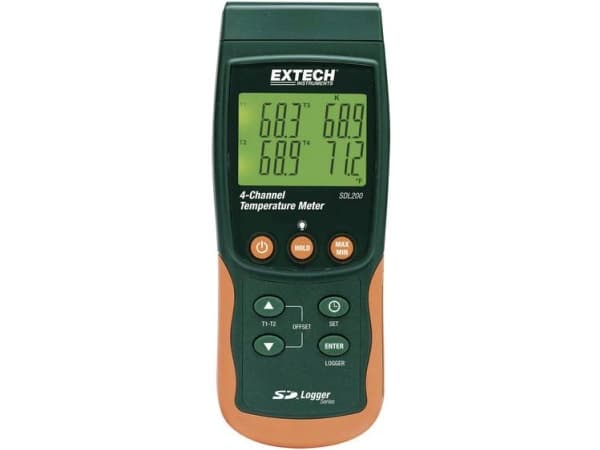 Extech SDL200 Temperatur-måleudstyr -199 - +1700 °C Sensortype K, J, T, E, R, S, Pt100 Datalogger-funktion