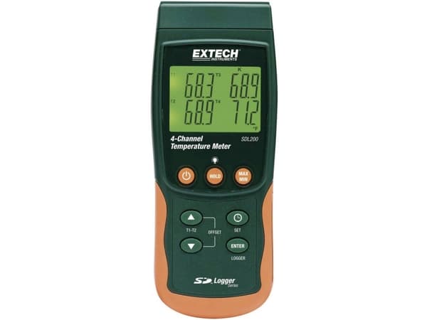 Extech SDL200 Temperatur-måleudstyr -199 - +1700 °C Sensortype K, J, T, E, R, S, Pt100 Datalogger-funktion