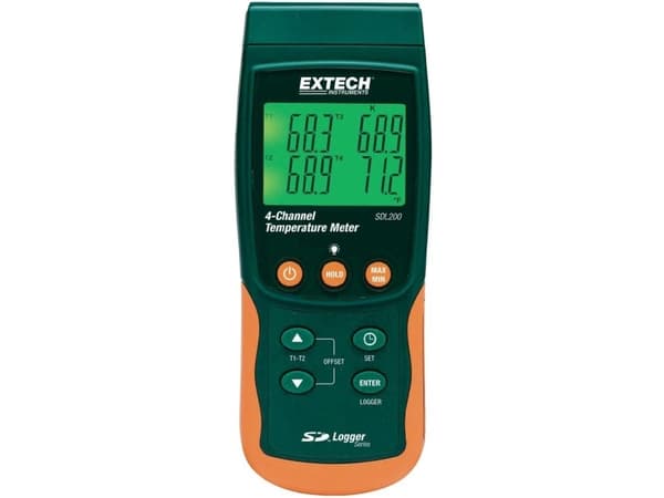 Extech SDL200 Temperatur-måleudstyr -199 - +1700 °C Sensortype K, J, T, E, R, S, Pt100 Datalogger-funktion