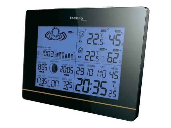 Technoline WS 6750, Digitaalinen herätyskello, Musta, Päivämäärä, Lämpötila, Aika, AA Mignon LR06, AAA Micro LR03, 171 mm, 123 mm