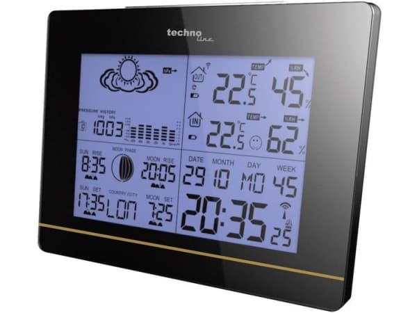 Technoline WS 6750, Digitaalinen herätyskello, Musta, Päivämäärä, Lämpötila, Aika, AA Mignon LR06, AAA Micro LR03, 171 mm, 123 mm
