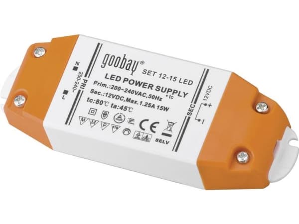 Goobay 30005, Elektronisk transformator till belysning, Orange, Vit, IP20, -20 - 45 ° C, CE, RoHS Directive 2011/65/EU [OJEU L174/88-110, 01.07.2011,