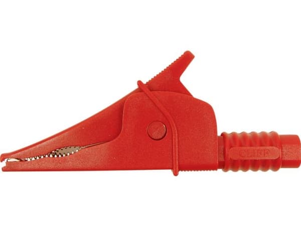 Cliff Croc Clip Säkerhetskrokodilbenkontakt 4 mm CAT III 1000 V Röd