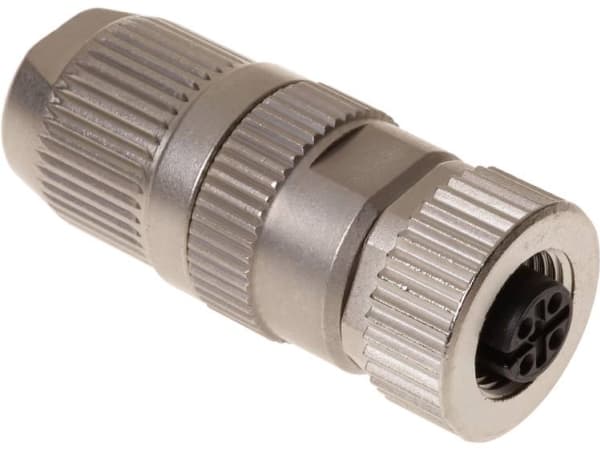 Harting 21 03 221 2405, M12-L, Nickel, mässing, Polyamid, Zink, 26/22, Guld, IP65, IP67