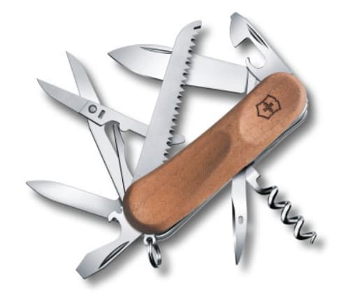 Victorinox EvoWood 17, Fällkniv av slipjoint-modell, Kniv med flera verktyg, 23 mm, 87 g