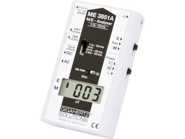 Gigahertz Solutions ME3851A matalataajuisten sähkömagneettisten aaltojen mittari: 5 Hz - 100 kHz Kalibrointi tehtaan standardien mukaan