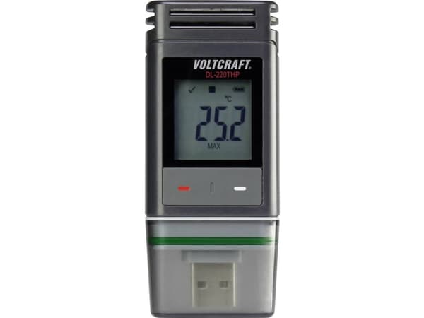 VOLTCRAFT DL-220 THP DL-220THP Temperatur-datalogger, Fugtigheds-datalogger, Lufttryk-datalogger Mål Temperatur, Luftfugtighed, Lufttryk -30 til +60