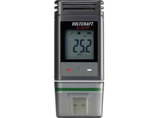 VOLTCRAFT DL-220 THP DL-220THP Temperatur-datalogger, Fugtigheds-datalogger, Lufttryk-datalogger Mål Temperatur, Luftfugtighed, Lufttryk -30 til +60