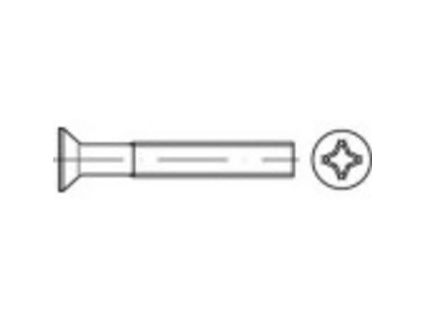 TOOLCRAFT 134457 Senkkiruuvit M4 16 mm Ristikkäisleikkaus Philips DIN 965 Teräs 2000 kpl