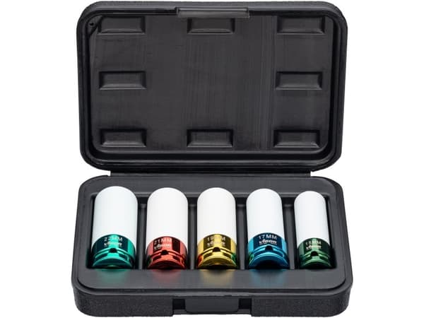 Vigor V2257, Støpselsett, 1/2", Metrisk, 5 hoder, 15,17,19,21,22 mm