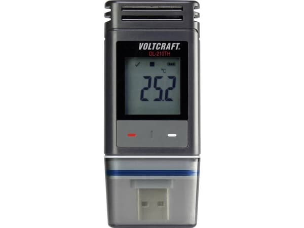 VOLTCRAFT DL-210TH DL-210TH Temperatur-datalogger, Fugtigheds-datalogger Mål Temperatur, Luftfugtighed -30 til +60 °C 0 til 100 % rF PDF-funktion
