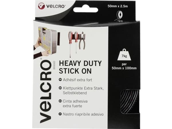 Velcro VEL-EC60245, Svart, 50 mm, 2,5 m, 1 styck, Låda