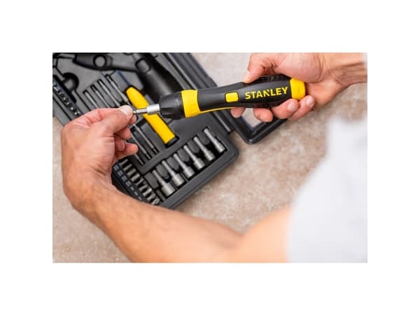 STANLEY - Ratcheting screwdriver with bit and socket set - 40 deler - inn boks
