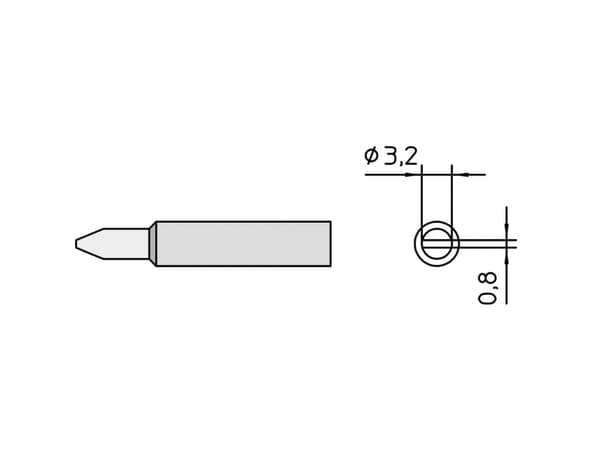 Weller XNT C, Loddespiss, Alle merker, 1 stykker, 3,2 mm, 0,8 mm, 27 mm