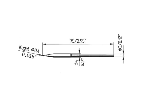 Ersa 212 BD LF Loddespids Blyantsform Spidsstørrelse 0.4 mm Indhold 1 stk