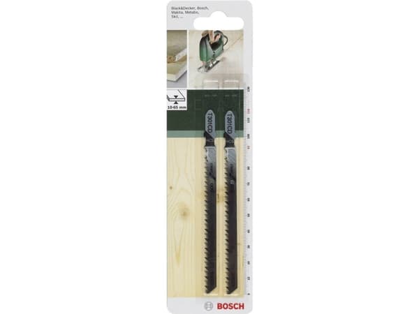 Bosch T 301 CD, Figursågblad, Trä, Stål med hög kolhalt (HCS), Svart, Rostfritt stål, 3 mm, 11,7 cm
