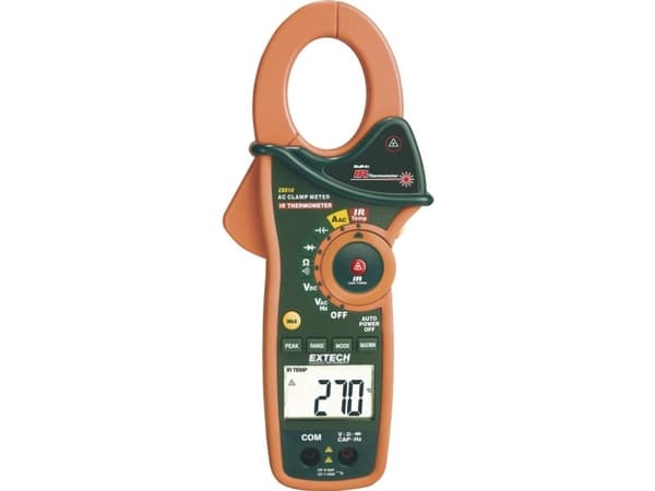 Extech EX810 Strømtang , Hånd-multimeter digital IR-termometer CAT III 600 V Visning (counts): 4000