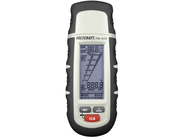 VOLTCRAFT FM-400 Materialefugtighedsmåler; Måleområde bygningsfugt (område) 0.1 til 24 % vol Måleområde træ fugt (område) 1 til 60 % vol