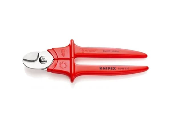 Knipex 95 06 230, Käsikaapelileikkuri, Punainen, Ruostumaton teräs, Ruostumaton teräs, 7 cm, Saksaa
