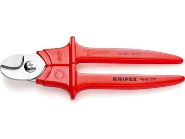 Knipex 95 06 230, Käsikaapelileikkuri, Punainen, Ruostumaton teräs, Ruostumaton teräs, 7 cm, Saksaa