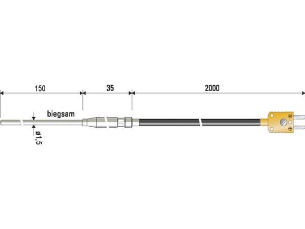 B + B Thermo-Technik 0625 1429-11 Dyk sensor -100 til +1000 °C Sensor type K