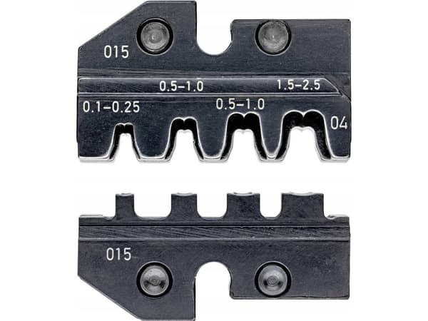 Knipex 97 49 04 97 49 04 97 49 04 97 49 04 Puristusinsertti Eristämättömät, avoimet liittimet Liittimen leveys 2,8 /4,8 mm 0,1 - 2,5 mm² Sopii tuotem