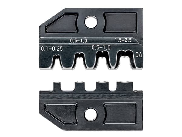 Knipex 97 49 04 97 49 04 97 49 04 97 49 04 Puristusinsertti Eristämättömät, avoimet liittimet Liittimen leveys 2,8 /4,8 mm 0,1 - 2,5 mm² Sopii tuotem