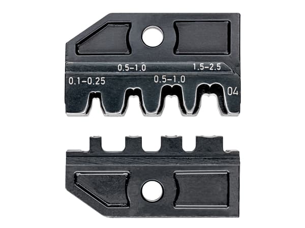 Knipex 97 49 04 97 49 04 97 49 04 97 49 04 Puristusinsertti Eristämättömät, avoimet liittimet Liittimen leveys 2,8 /4,8 mm 0,1 - 2,5 mm² Sopii tuotem