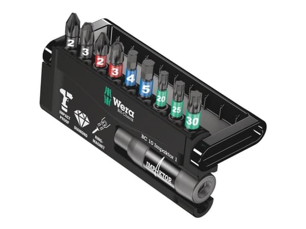 Wera Bit-Check 10 impactor 1 - Skruvmejselbitssats - 10 stycken - torx, phillips, pozidriv, hex - hexagonalt - längd: 25 mm