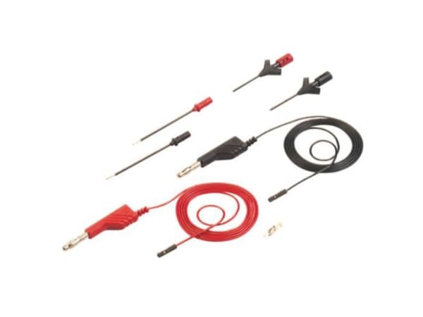 SKS Hirschmann PMS 0,64 Testledningssats [Lamellakontakt 4 mm - Bussning 0,64 mm] 1,00 m Svart, röd 1 sats
