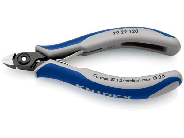 Knipex 79 22 120, Diagonal tang, Kromvanadiumstål, Plast, Blå, Grå, 120 mm, 56 g