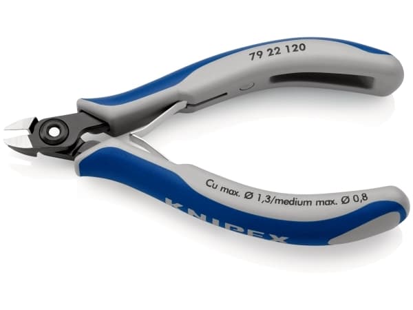 Knipex 79 22 120, Diagonal tang, Kromvanadiumstål, Plast, Blå, Grå, 120 mm, 56 g