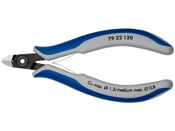 Knipex 79 22 120, Diagonal tang, Kromvanadiumstål, Plast, Blå, Grå, 120 mm, 56 g