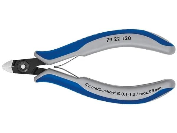 Knipex 79 22 120, Diagonal tang, Kromvanadiumstål, Plast, Blå, Grå, 120 mm, 56 g