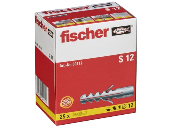 Fischer 50112, Veggplugg, Lettbetong, Murstein, Betong, Foam concrete, Nylon, Grå, 1,2 cm, 60 mm
