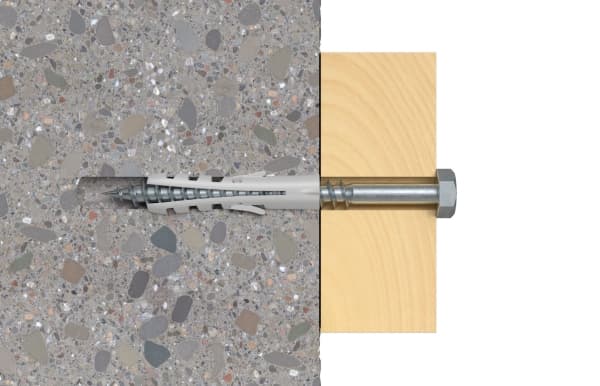 Fischer 50112, Veggplugg, Lettbetong, Murstein, Betong, Foam concrete, Nylon, Grå, 1,2 cm, 60 mm
