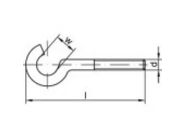 TOOLCRAFT 159622 Buede skrue kroge 70 mm Galvaniseret stål M8 100 stk